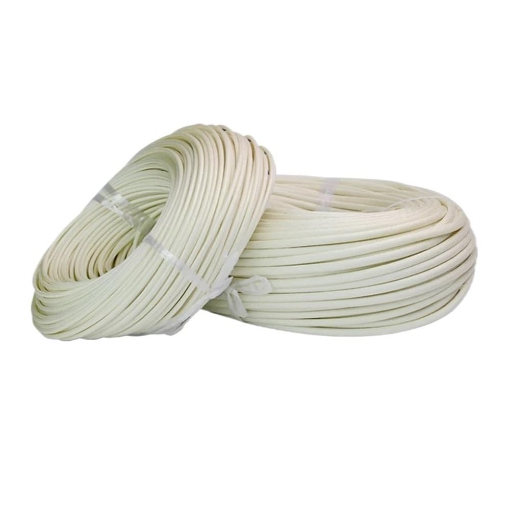 manga trenzada de fibra de vidrio, Tubo de fibra suave trenzado alta temperatura 600 grados, ID 1-25 mm funda blanca 1 pieza(25MMx5M)