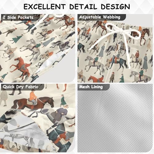 ALAZA Vintage Horse Racing Boys Quick Dry Beach Board Shorts Kids Swim Trunks Bathing Suit Swimsuit3