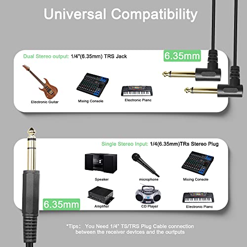 Cable AUX QIANRENON 6.35mm TRS Y 34cm Negro miniatura 5