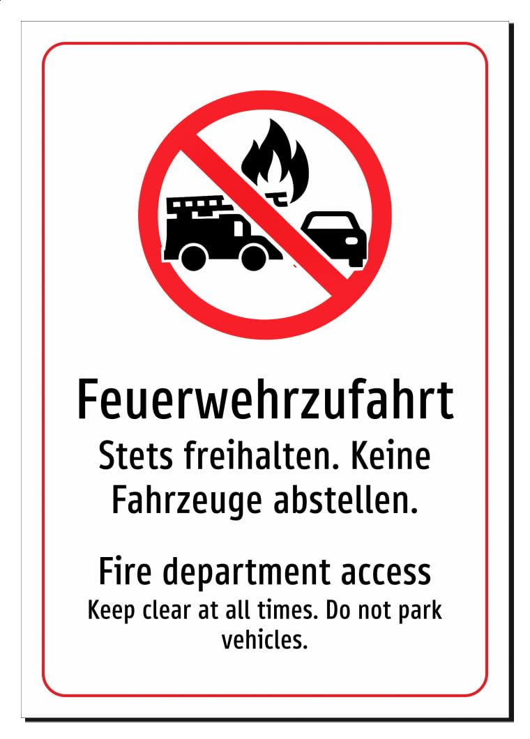 50468-DEEN-S-08 | Feuerwehrzufahrt Schild | Deutsch Englisch | zweisprachig