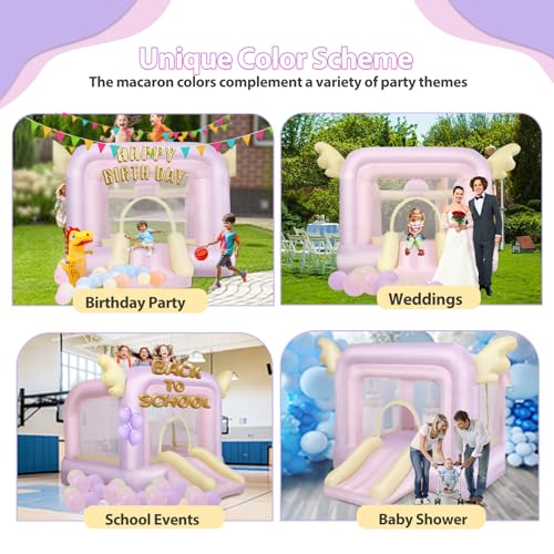 AKEYDIY Bounce House, Pastel Bouncer with Slide, Inflatable Jumping Bouncy Castle for Kids Girls Birthday Party Gifts Outdoor & Indoor Play Equipment, UL Blower Included - Image 5