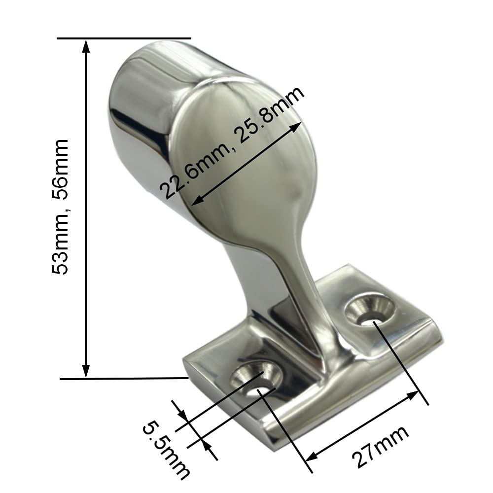 2PCS in Acciaio Inox 316 Barca Corrimano Raccordo estremità Destra Stanchion 7/8 Pollici 1 Pollici Pesante Marine Hardware for 22mm e 25mm Tubo