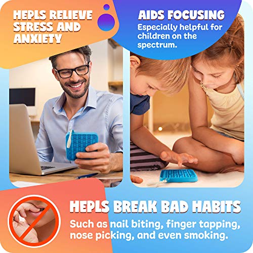 Loopa Push Pop Bubble 4-Pack With Keychain ,Sensory Popping Fidget Toy Silicone Squeeze, Anti-Anxiety & Stress Relief For Autism & Special Needs, Perfect Adhd Toy For Kids & Adults #TOP4