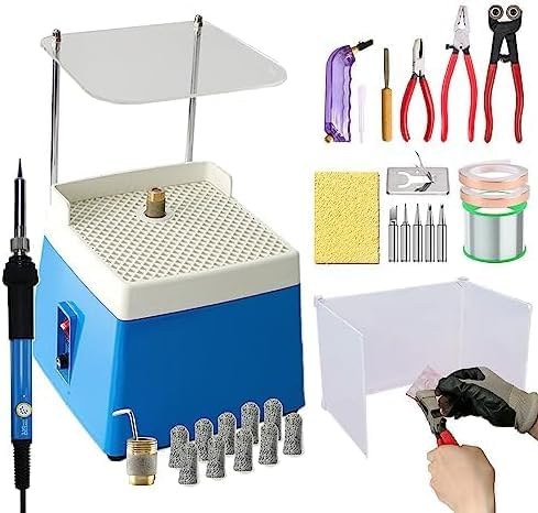 DFEDHF Stained Glass Starter Kit,with Power Grinder Machine&Glass Cutting Kit&Soldering Iron Gun Kit,Starter Tool Kit Set for Beginner,with 5/8'' & 1'' Grinder Bits