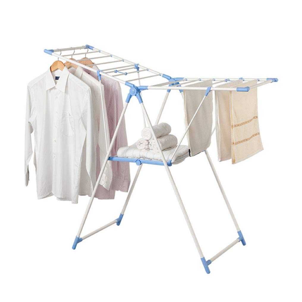 Clothes Airer with Wings Foldable Holders Laundry Drying Rack Washing Line Dry Towel Rail for Indoor or Outdoor Height Adjustable in White