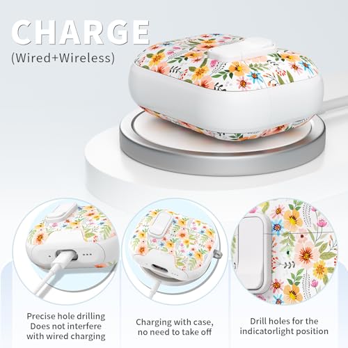 Image of for AirPods Pro 3 Case with Lock & Phone Stand,Cute Floral Pattern Style | PC & TPU Dual Layer Protective Cover with Keychain & Cleaner Pen for Apple AirPod Pro 3rd Generation Women (Morning Glory)