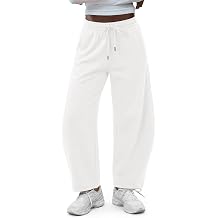 onlypuff Womens Barrel Leg Sweatpants Baggy Wide Leg Lounge Pants Y2K Athletic Joggers Drawstring Elastic Waist with Pockets