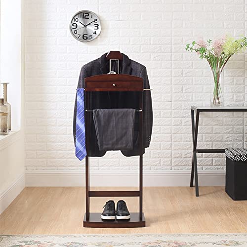 Soporte para trajes con bandeja superior, colgador contorneado, barra para pantalones y organizadores para ropa y accesorios de hombre