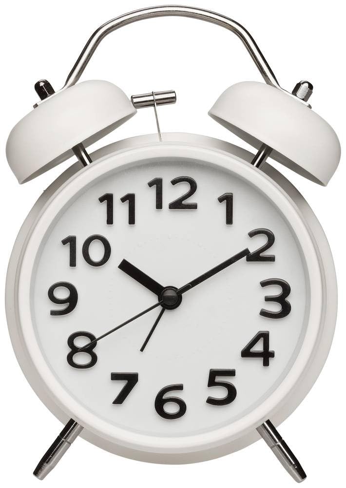 TFA Dostmann Retro Analogue Double Bell Alarm Clock Metal 60.1040 No Ticking Silent Movement Battery Operated Vintage Alarm Clock Quartz Clock Bell Alarm Clock White