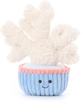 Apricot Lamb Potted Coral Plant Stuffed Animals for Kids Plush Toys 9.5 in