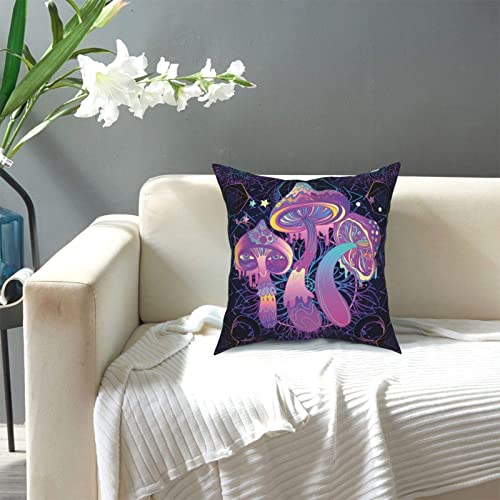 Wqaoud Psychedelic Art Mushrooms Adolphe Throw Pillow Cover Square Cushion Case 18X18 Inch For Home Decorative Bedroom/Living Room/Car #TOP6