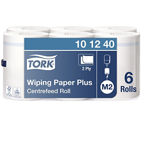 Tork 101240 Papel de secado multiuso extra Advanced de 2 capas compatible con el sistema de alimentación central grande M2, blanco, 6 rollos x 160m