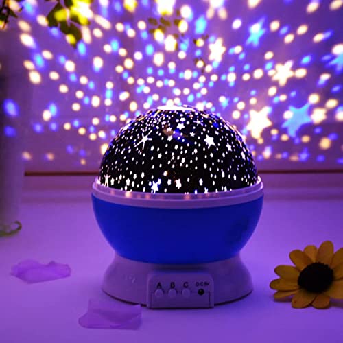 Image of Star Night Light, 360-Degree Rotating Star Projector, Desk Lamp 4 LEDs 8 Colors Changing with USB Cable, Best for Children Baby Bedroom and Party Decorations