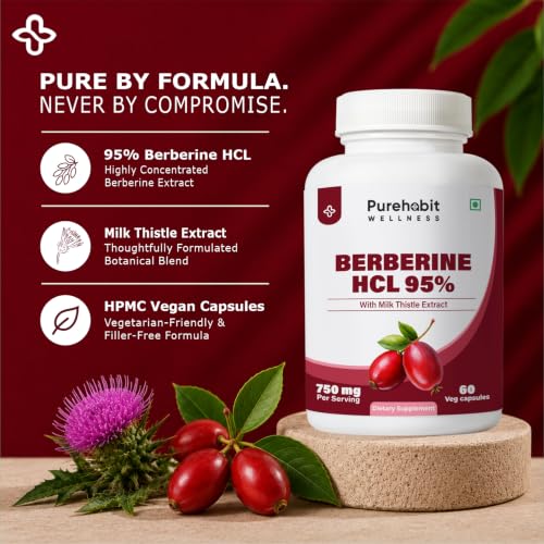 Image of Berberine HCL 95% 500mg with Milk Thistle 250mg, 60 Veg Caps