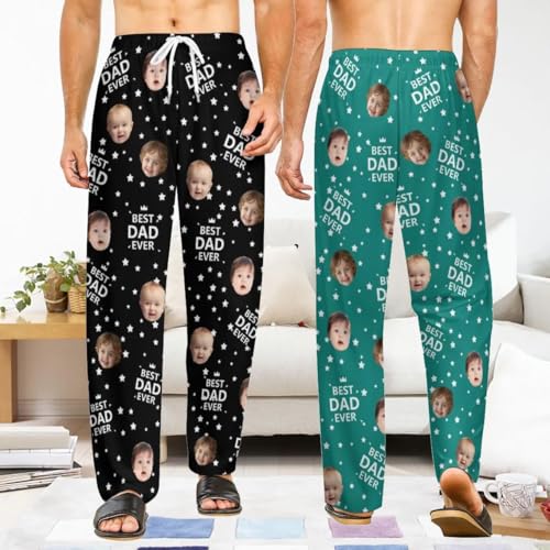 Best Dad Ever Pajama Pants with Faces, Personalized Pajamas with Face, Gifts for Dad Daddy Grandpa Papa Fathers Day4