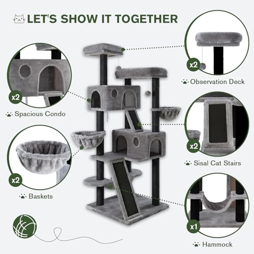 Árbol para gatos multisesión grande 66 pulgadas interior miniatura 5