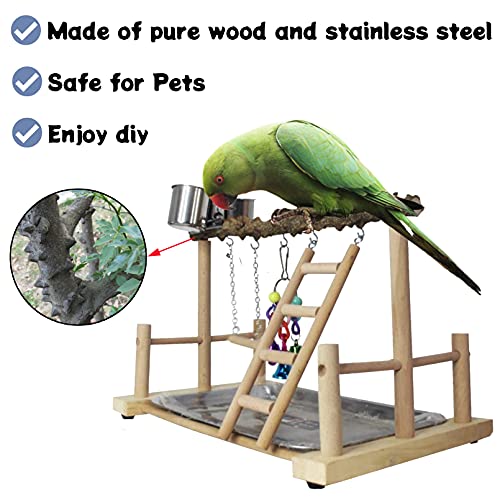 image for kathson Parrots Playground Bird Perch Gym Playpen with Ladder Swings F