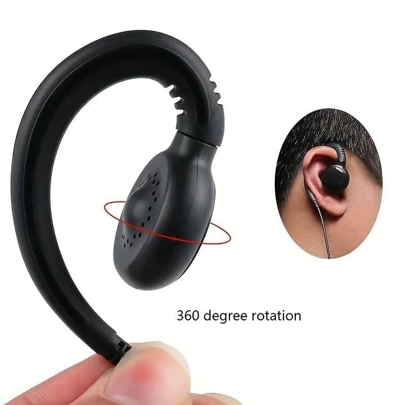 TECHZOCO Auricolare microfono PTT per trasmettitore Walkie, auricolare a forma di G, 2 pin, compatibile con Kenwood Baofeng UV-5R 888S BF-F8HP UV-82 Quansheng UV-K5 Retevis TYT Security Two Way Radio,