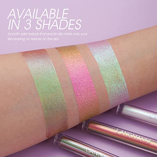 3-teilige flüssige Chamäleon Lidschatten Make-up Set, Metallic Changing Langanhaltende holografische Glitter Multichrome Lidschatten (#B)