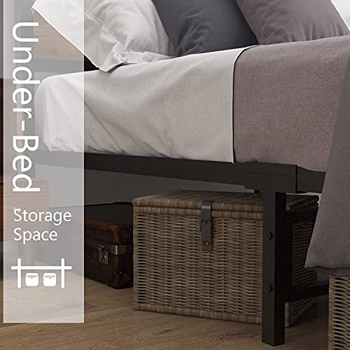 Queen-Size-Platform-Metal-Bed-Frame-with-Wooden-Headboard-and-FootboardRustic-Country-Style-Mattress-Foundation-No-Box-Spring-NeededUnder-Bed-StorageStrong-Slat-Support-Rustic-Brown-Queen