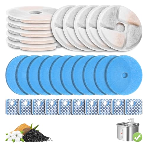 10 Pack Cat Fountain Filter Replacement for Square 2.2L/73oz Automatic Pet Water Fountain, Stainless Steel Cat Water Fountain Filters, Triple Filtration System, Activated Carbon Filters - image 8