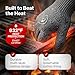 Oven Gloves with Fingers - 932°F Extreme Heat Proof and Cut Resistant Mitts for Kitchen, BBQ, Grill, Baking, Fire Pit - EN407 Certified with Non-Slip Silicone Grip and Cotton Lined for Comfort
