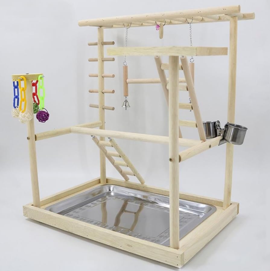 Luminexia Parque Infantil para pájaros,Puesto de Juegos para jaulas de pájaros,con Juguetes de Copa,Bandeja,Columpio para pájaros,Escalada,Parque Infantil para cacatúas,Perchas para pájaros