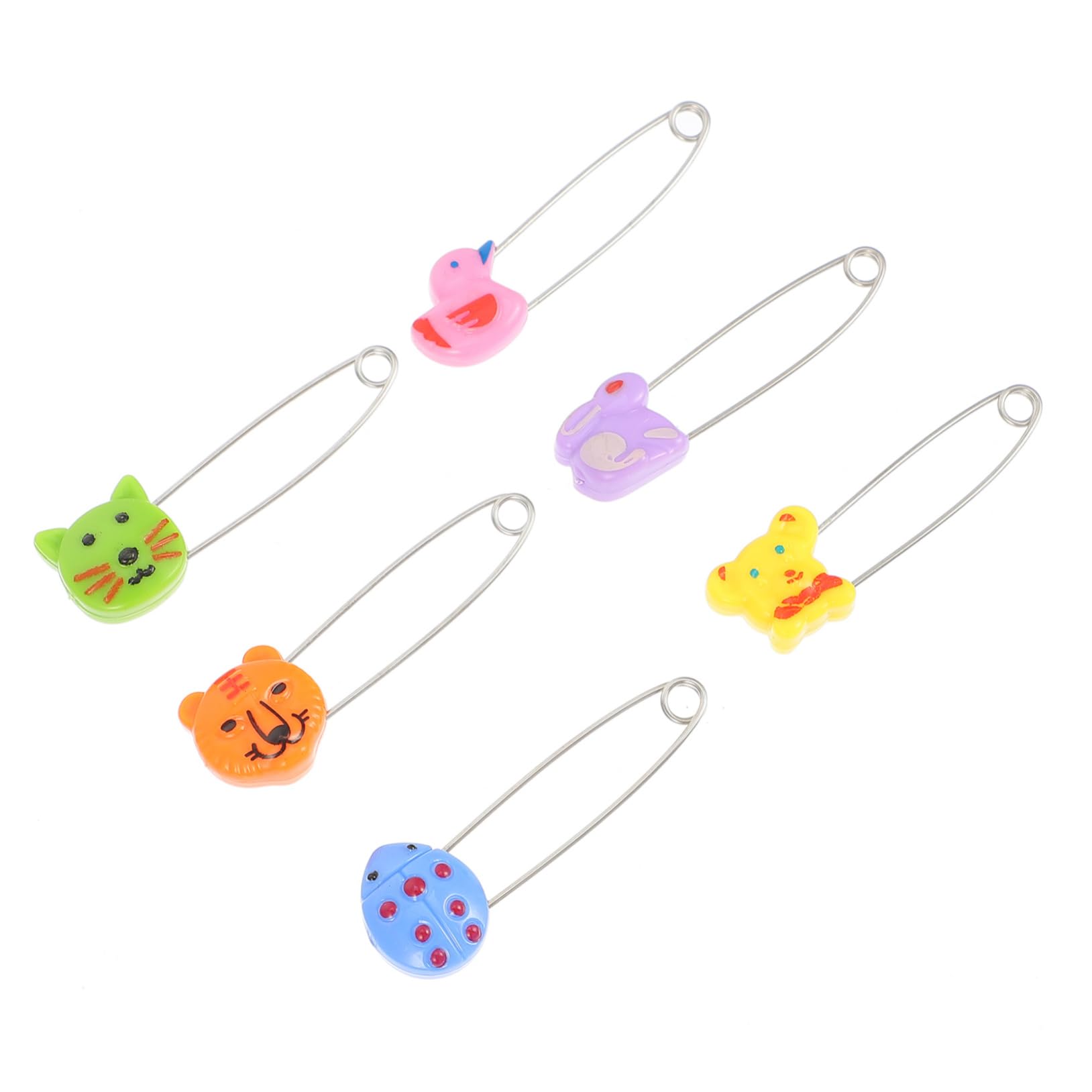 HAWILLOSCH 30Pcs Safety Pins with Plastic Animal Heads Diaper Pins for Secure Fastening Durable Design for Cloth Diapers for Newborns and Pets
