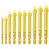 Masonry Drill Bits Set for Tile Glass Ceramic Brick Wood, 10 pcs Diameter 1/8 to 1/2 Inch Drilling B