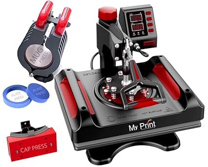 MY PRINT | Combo Heat Press 5 in 1 Digital Multi Functional Sublimation, Vinyl Printing Machine for T-Shirts (Any Flat Product), Mug, Plate Heat Press Machine 12x15 Inch