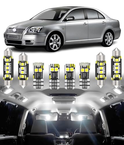 BMT xms Kit de Luces LED Interior para Toyota Avensis T25 Hatchback Saloon Estate 2004-2008, Bombilla LED Interior para Coches y Camiones, Blanco Brillante 6000K, 14 Piezas