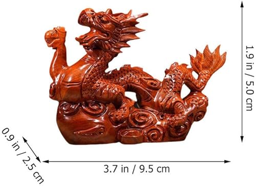 Miniatura 5 de Estatua de dragón chino de madera Fengshui de 3.9 in, mini 2024 Año del Dragón, figuras de dragón del zodiaco chino escultura de dragón tallada a