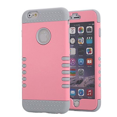 iPhone 6S Plus Case, Pandawell Shock Absorbing Hybrid Defender Armor Rubber Case Cover for Apple iPhone 6S Plus & iPhone 6 Plus 5.5 with Screen Protector & Stylus (Pink/Grey)