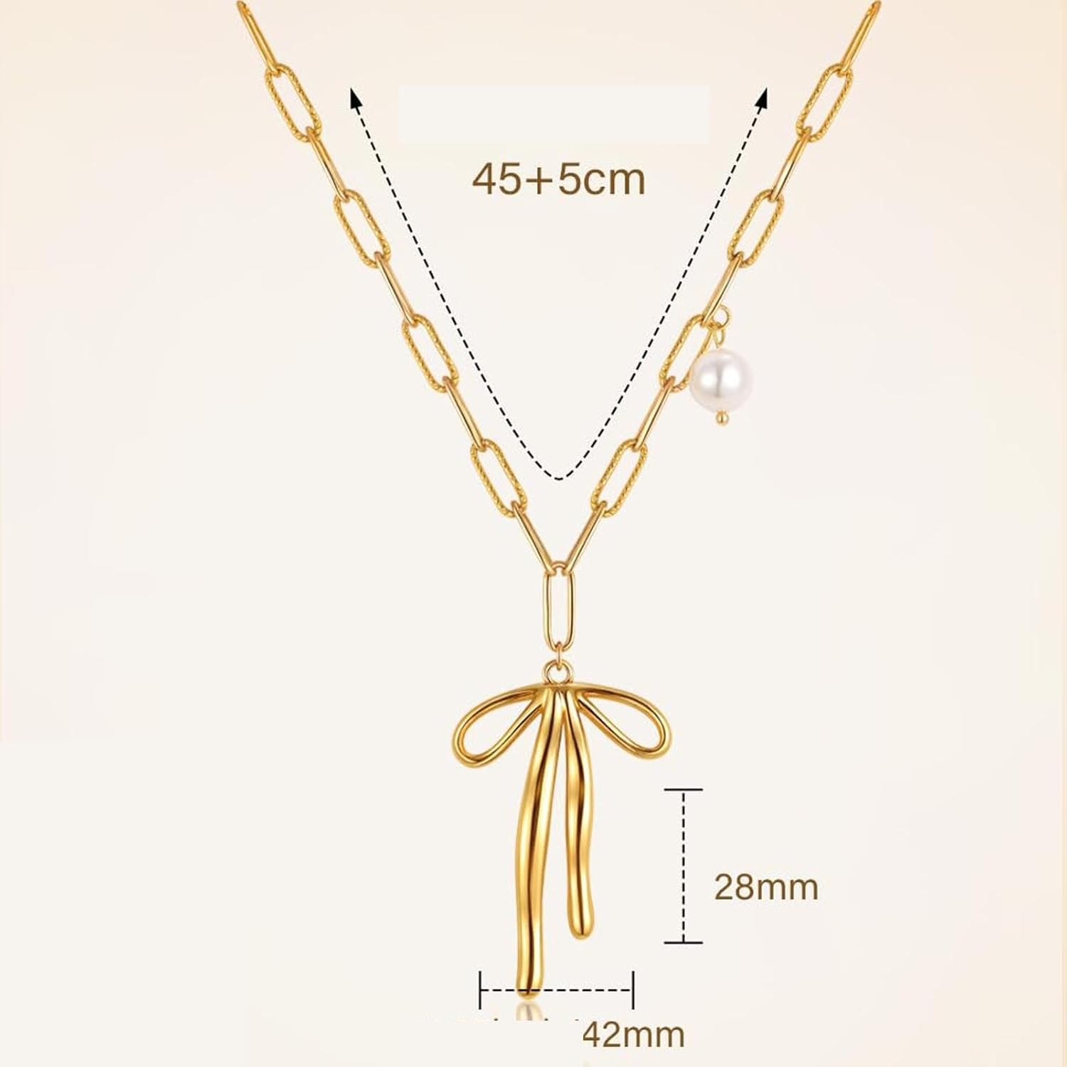 Gold Bow Pendant Necklace for Women Pearl Bow Choker Necklace Dainty Ribbon Bowknot Necklaces Christmas Jewelry Gifts for Women - Image 5