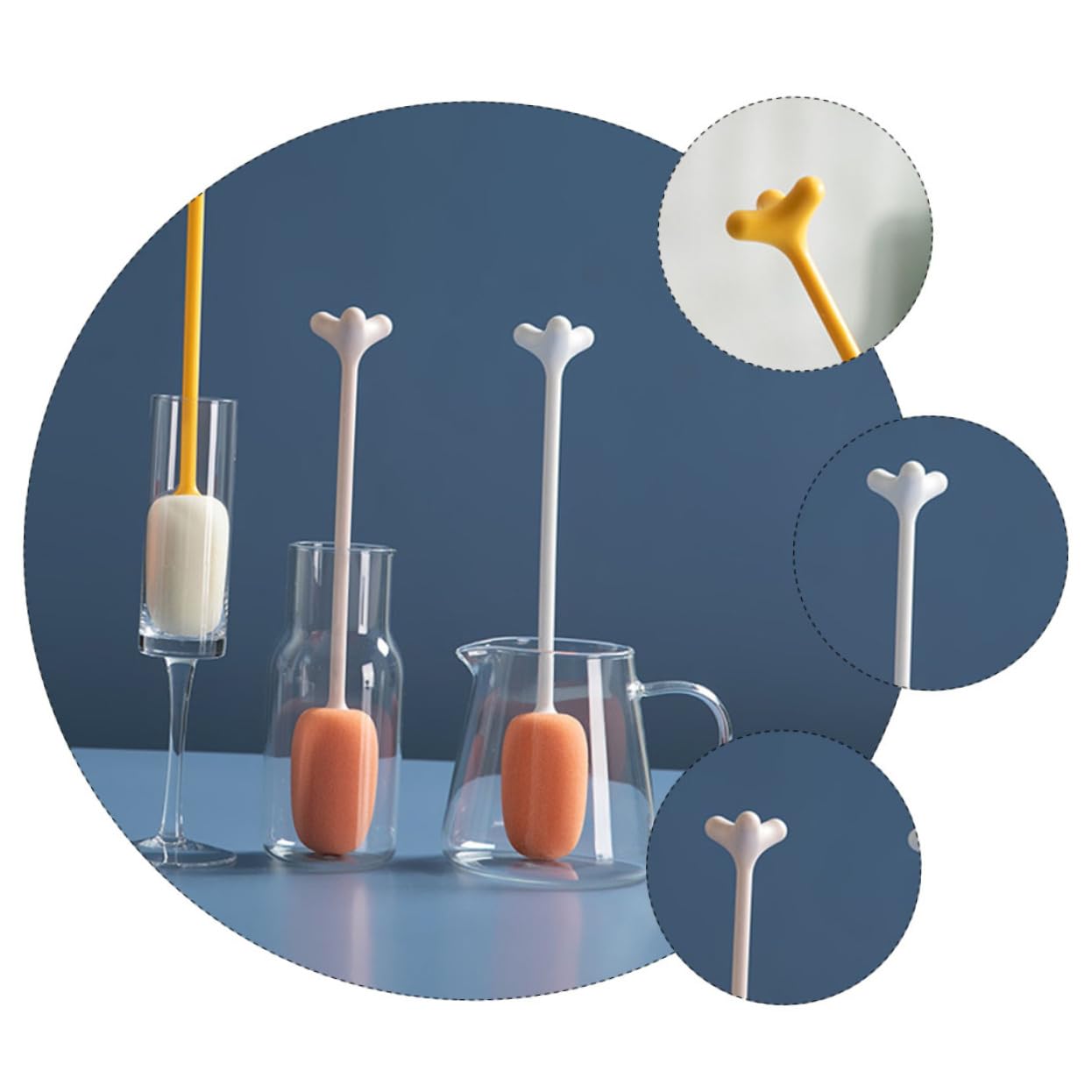 FRCOLOR 1pc Cup Brush Long-Handle Brush Botter Scrubber Bottle Cleaning Brush Sponge Clean Brush with Long Plastic Handle Brush with Plastic Handle Brush for Feeding-Bottle Cup Scrubber