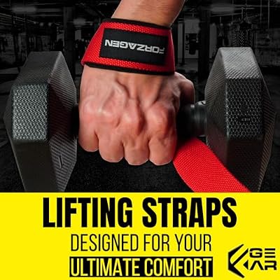 Forzagen Lifting Wrist Straps Padded Neoprene with 18 inch Cotton for Weightlifting, Bodybuilding, Powerlifting, Strength Training, Deadlifts