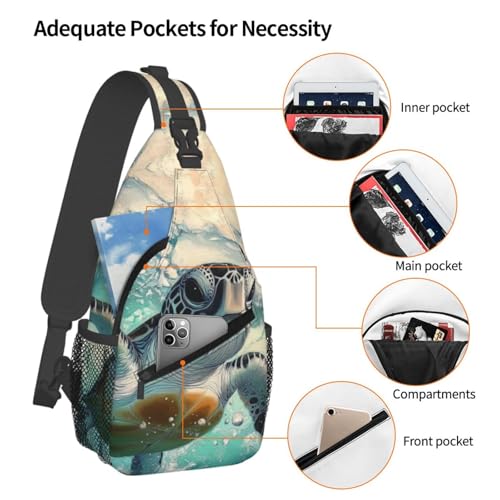 Crossbody Sling Backpack Bag Sea Turtle Mini Casual Shoulder Daypack Chest Bag For Women Men Travel Hiking Gym Anti Theft4