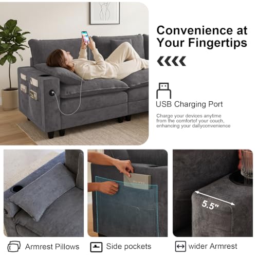 Image of KCGKCG Modular Sectional Couch, L Shaped Couches for Living Room,Grey