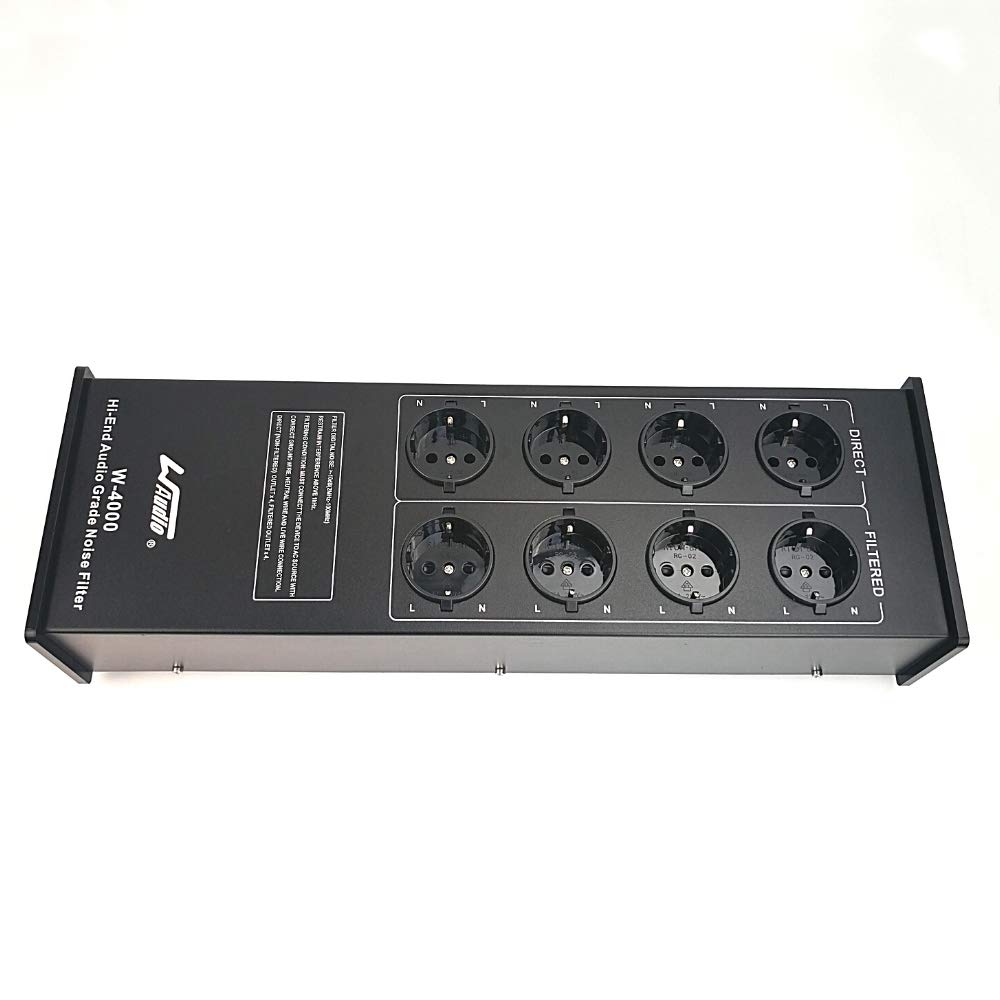 WAudio Filtro di linea HiFi W-4000B, 8 Prese Multiple con Protezione da Sovratensioni e Luce di Fase, Nero