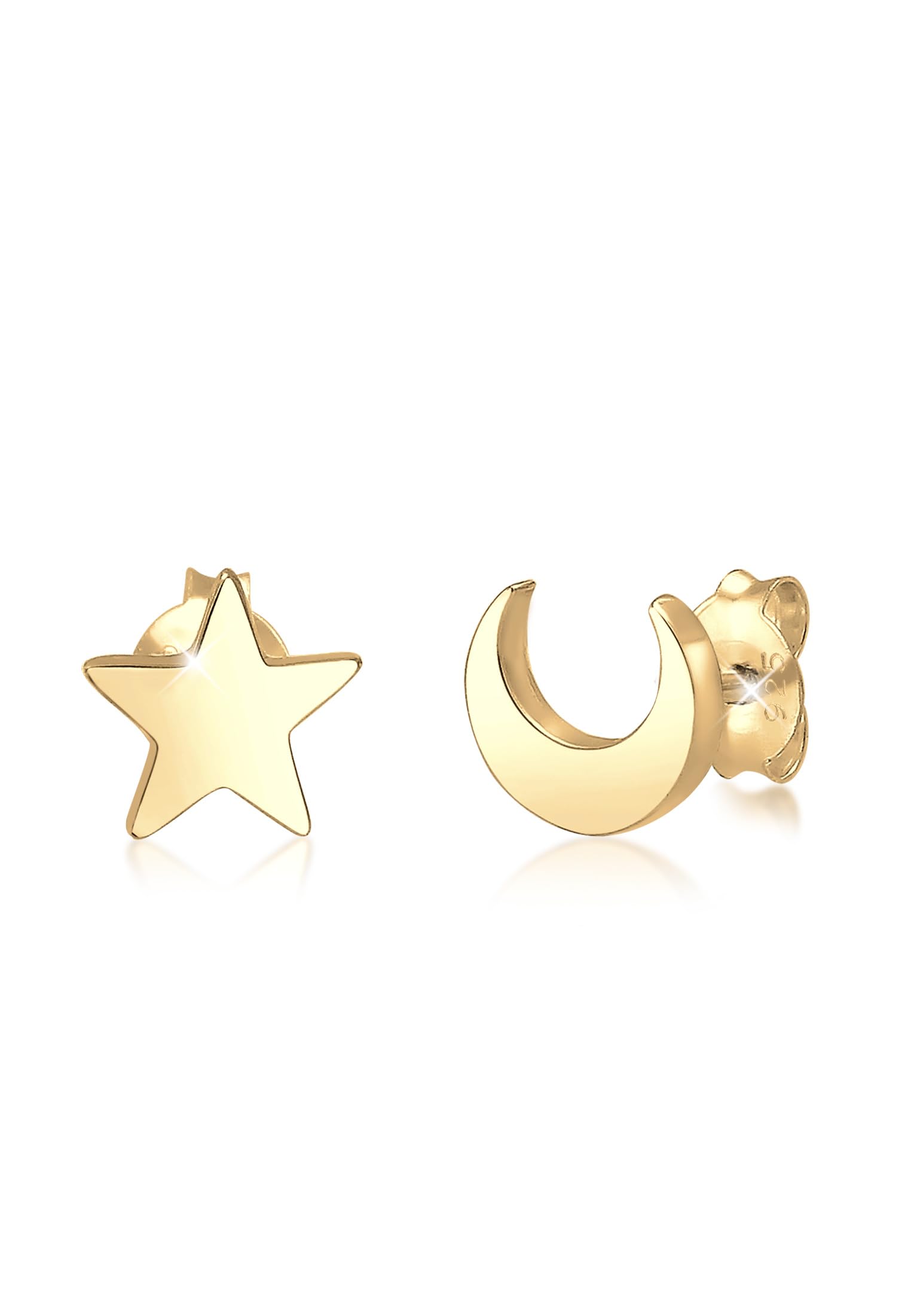 Elli Women's Earrings Stars Half Moon Astro in 925 Sterling Silver, one size, Metal,