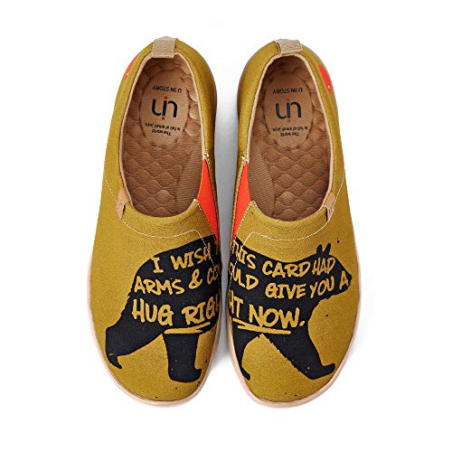 UIN Men's Slip Ons Loafers Canvas Lightweight Sneakers Walking Casual Art Painted Travel Shoes Hug Right Now