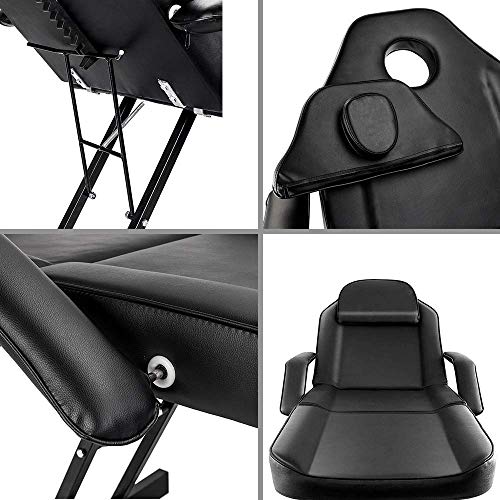 JOYBASE Massage Bed, Adjustable Massage Table with Barber Stool, Spa Salon Massage Equipment (Black)