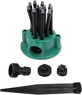 Restokki Irrigação por gotejador de jardim, sistema de irrigação de jardim com rotação de 360 graus, irrigador automático de várias cabeças para irrigação agrícola, conjunto de irrigação de plantas DIY