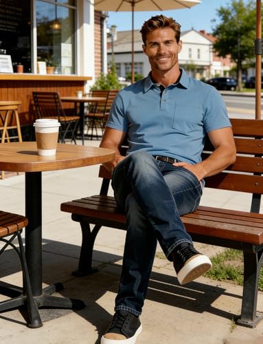 Polo para Hombre Casual de Seda con Manga Corta, Clásico, Estilo Empresarial, Cuello con Solapa, Bolsillo, Camiseta para Golf miniatura 3