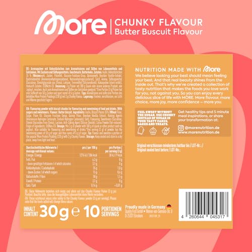 MORE Chunky Flavour Probenbundle, 6 x 30 g Sample, Geschmackspulver zum Süßen, ohne viel Zucker und Kalorien, mit Inulin und Laktase - made in Germany (Sorten können variieren)