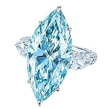Viyuroyk 925 Sterling Silver Shining Horse Eye Shape light blue Cubic Zirconia Rings Diamond Rings for Women Jewelry Findings Earring Backs Findings (US Code 7)