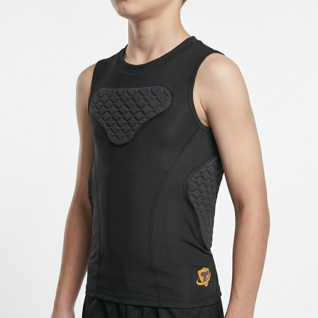 DGXINJUN Youth Padded Chest Rib Protector Heart Guard Kid Boy Girl Vest Shirt for Football Baseball Softball Rugby