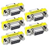 OUOU 9 Pin RS232 DB9 Male to Female Serial Cable Gender Changer Coupler Mini Adapter Pack of 5