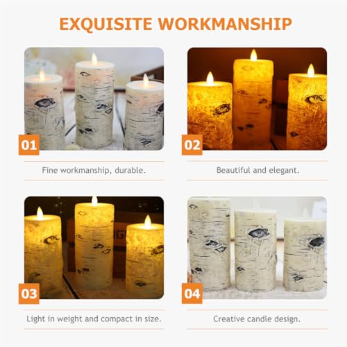 Vela LED de cera con efecto abedul y luz nocturna decorativa 5