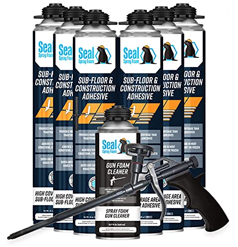 Seal Spray Sub-Floor and Construction Polyurethane Adhesive (6 / 24oz Cans) with 15